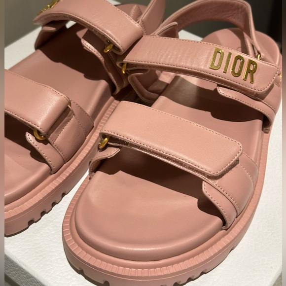 Dior Chateau Rose pink Sandals with Gold Dior accents - Picture 1 of 11